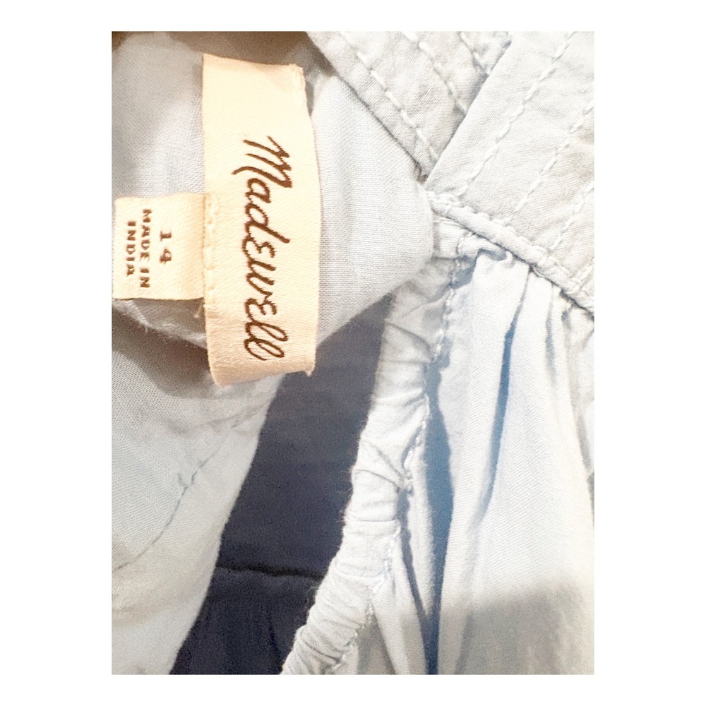 Madewell Light Blue Seersucker Cutout Back Midi Dress Womens Size 14 Pockets - Picture 5 of 8
